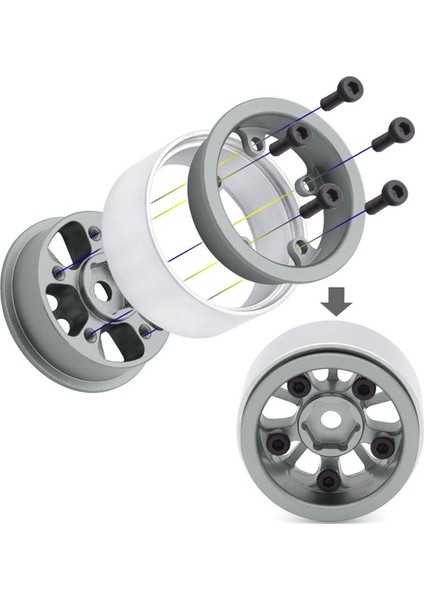 4pcs 1.0in 1/24 1/18 Rc Paletli Araba Eksenel SCX24 AX24 FCX24 ENDURO24 TRX4M, Geniş 5 Soces Gri (Yurt Dışından) fiyatları