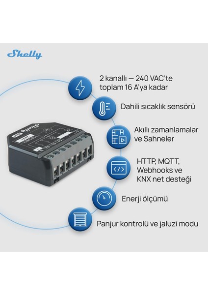 2PM Gen4 Enerji Ölçümlü 2 Kanallı Akıllı Röle