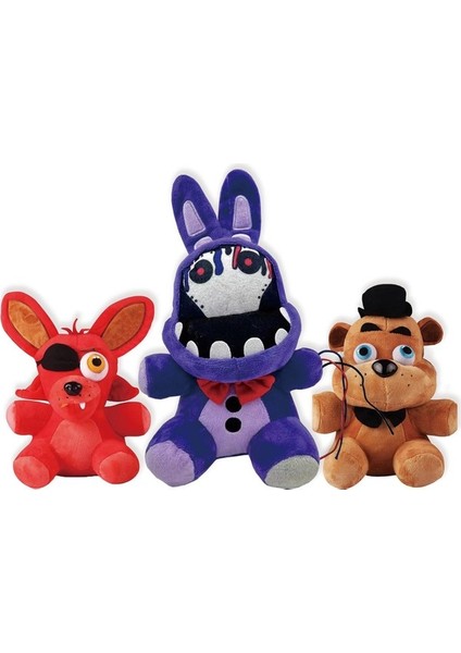 Zmapu Fnaf Fazbear Peluş Foxy Peluş Solmuş Mor Tavşan Peluş Doldurulmuş Hayvan Peluş Şekil Oyuncaklar Çocuklar Için Hediye, Fnaf Güvenlik Ihlali Peluş Aşıklar Için 3 Adet Yurt Dış (Yurt Dışından)