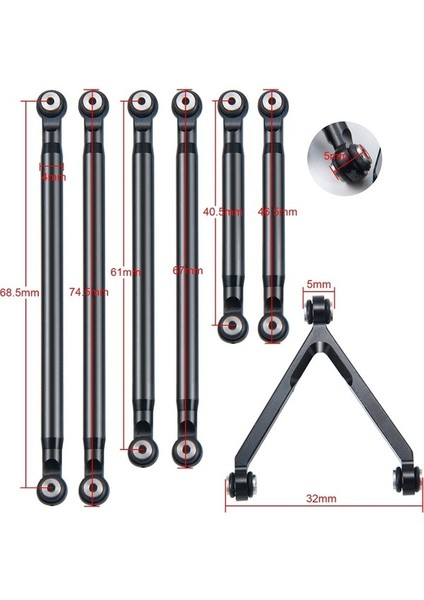 Shuai Yan Eksenel SCX24 Için 90081 1/24 Rc Paletli Araba Metal Çekme Çubuğu Bağlantı Bağlantı Rot Takımı Yükseltme Parçaları Aksesuarları (Yurt Dışından) modelleri