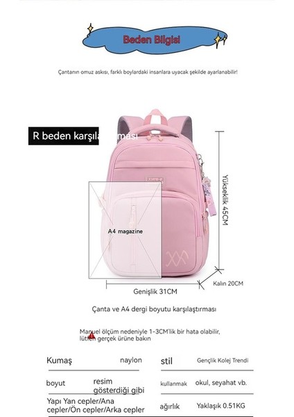 Kadın Sırt Ortaokul Öğrencileri Büyük Kapasiteli Kolej Rüzgar Okul Çantası (Yurt Dışından) fiyatları