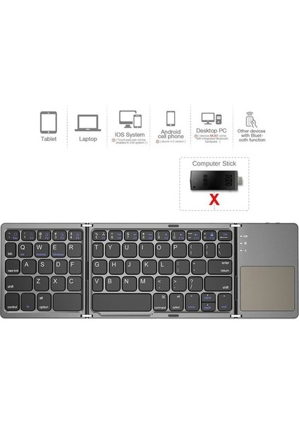 Shuai Yan Dokunmatik Yüzeyli Kablosuz Klavye Şarj Edilebilir Katlanabilir Taşınabilir Bluetooth Klavye Android Windows Ios Için (Yurt Dışından) fırsatları
