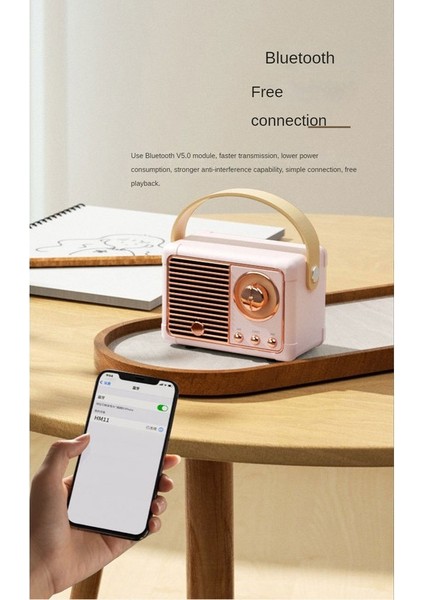 Retro Bluetooth Hoparlör - Pembe (Yurt Dışından) modelleri