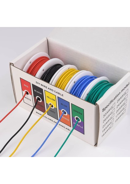 22AWG Elektrikli Esnek Silikon Kablolar 22 Gauge Stripted Teneke Bakır Tel 5 Renk 16.4ft/5m Her Biri (Yurt Dışından) indirimleri