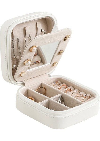 Seyahat Takı Saklama Kutusu Ayna ile Çift Katmanlı Uygun Kolye Saklama Kutusu Küpe Küpe Mücevher Kutusu (Yurt Dışından)