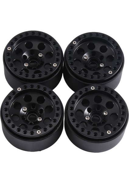 4pcs 1.9 Metal Beadlock 8 Yuvarlak Delik Tekerlek Hub Jant 1/10 Rc Prıger Axıal SCX10 90046 AXI03007 Trx4 Redcat D90, Siyah (Yurt Dışından)