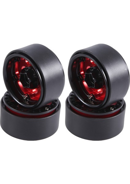 4pcs 1.9 Metal Beadlock 8 Yuvarlak Delik Tekerlek Hub Jant 1/10 Rc Prıger Axıal SCX10 90046 AXI03007 Trx4 Redcat D90, Kırmızı (Yurt Dışından)