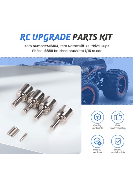 4pcs M16104 Yükseltilmiş Metal Diff-Outdrive Fincanları 16889 1/16 Rc Araç Araçları Yedek Parçalar (Yurt Dışından) fırsatları