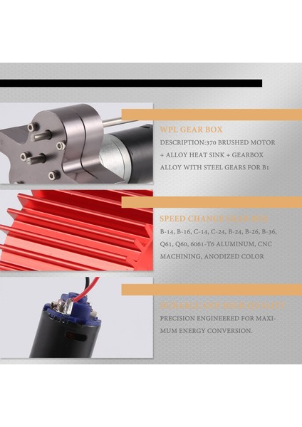 370 Fırçalanmış Motor+Wpl Henglong C14 C14 B14 B24 B16 B36 4x4 6x6 Yükseltilmiş Parçalar, Gri (Yurt Dışından) fırsatları