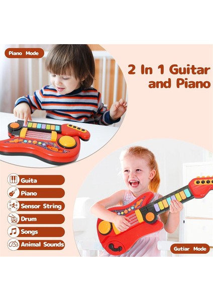Çocuk Gitar ve Yürümeye Başlayan Çocuk Piyano 2 Inç Için 1 Gitar 3-5 Yeni Başlayanlar Için Kayış Oyuncak Gitar Çocuklar Hediyesi (Yurt Dışından) fırsatları