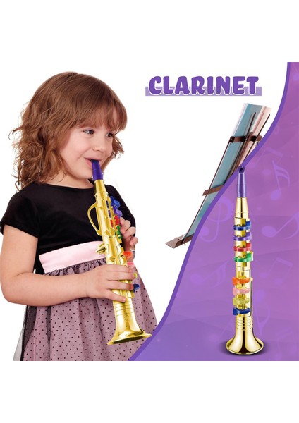 2 Müzik Aleti Seti Trompet ve Saksafon Taşınabilir Klarnet ile Renkli Anahtarlar Ev Okulu Için Eğitim Oyuncak (Yurt Dışından) fiyatları