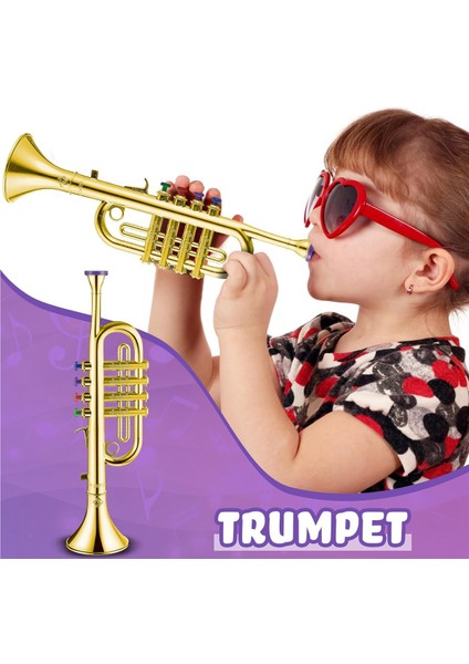 2 Müzik Aleti Seti Trompet ve Saksafon Taşınabilir Klarnet ile Renkli Anahtarlar Ev Okulu Için Eğitim Oyuncak (Yurt Dışından) modelleri