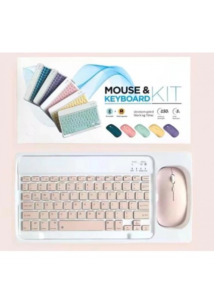 ZR20KM Pembe Kablosuz Klavye Mouse Set