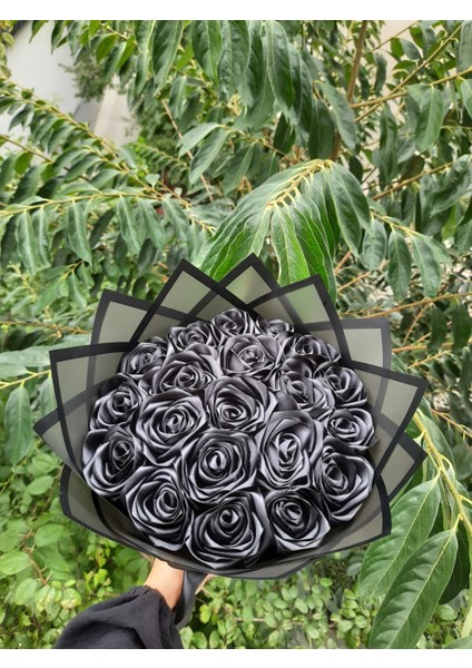 20 Li Solmayan Gül Buketi Siyah Gül Dışı Siyah