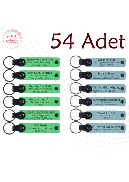 F Yeşili & Gök Mavi, Sosyal Bilgiler Öğretmeninden Sınıfına Hediye, 54’lü Set, Mesajlı Anahtarlık