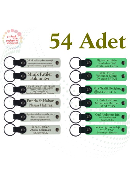 Beyaz & Fıstık Yeşili, Sosyal Bilgiler Öğretmeninden Anı, 54’lü Set, Isim ve Mesajlı Anahtarlık