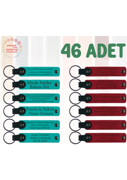 K Turkuaz & Kırmızı, 46’lı Set, Kişiye Özel Yazılı Anahtarlık, Drama Atölyesi Katılımcılarına Hediye