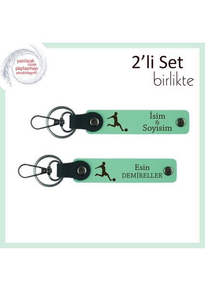 Futbol Figürlü Doğum Gününe Uygun Tasarım, Kız Kardeşe Kalıcı Anahtarlık, Açık Yeşil-Açık Yeşil