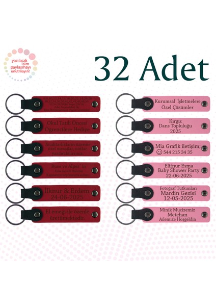 Kırmızı & Pembe, 32’li Set, Isim ve Tarihli Deri Hediyelik, Kültürel Gezi Ekibine Anlamlı Hediye