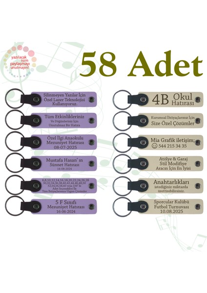 Mor Menekşe & Sütlü Kahve, 58’li Set, Isimli Deri Anahtarlık, Pastane Müşterilerine Küçük Anı