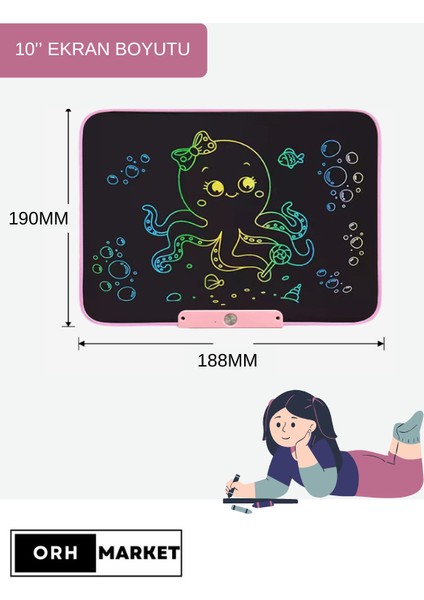 10''Inch Şarj Edilebilir Dijital Kalemli Yazı Çizim Yazma Tableti (Usb Kablo Hediye) Pembe fiyatları