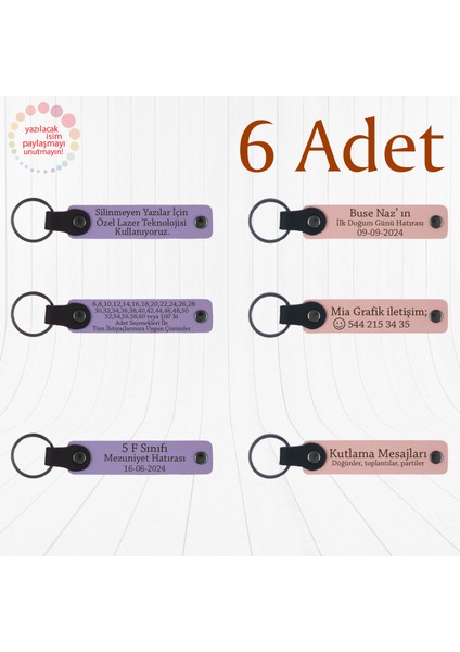 M Menekşe & Y Ağzı, 6’lı Set, Isim Yazılabilen Deri Anahtarlık, Sanat Festivali Katılımcılarına Anı