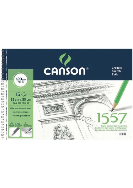 1557 Resim ve Eskiz Çizim Defteri 120 Gr. 35X50 Cm. 15 Sayfa