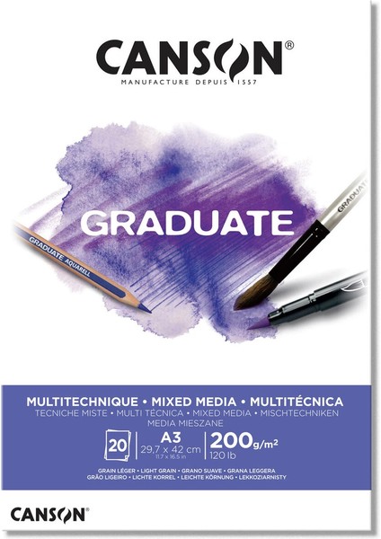 Graduate Mixed Media Çok Amaçlı Eskiz Çizim Defteri 200 Gr. A3 20 Sayfa