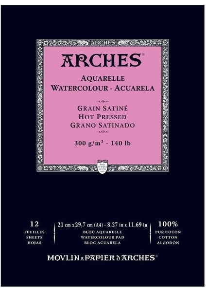 Sulu Boya Defteri Blok Sıcak Baskı - Düz Doku 300 Gr. 21X29 Cm. 12 Yaprak