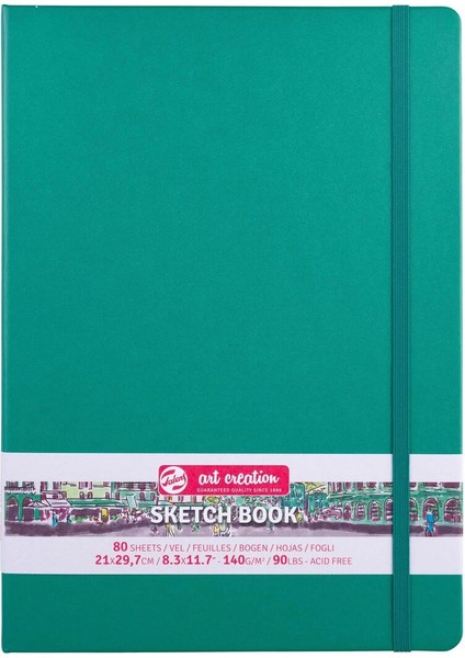 Art Creation Sketchbook Sert Kapak Eskiz Çizim Defteri 140 Gr. 21X30 Cm. 80 Yp. Forest Green