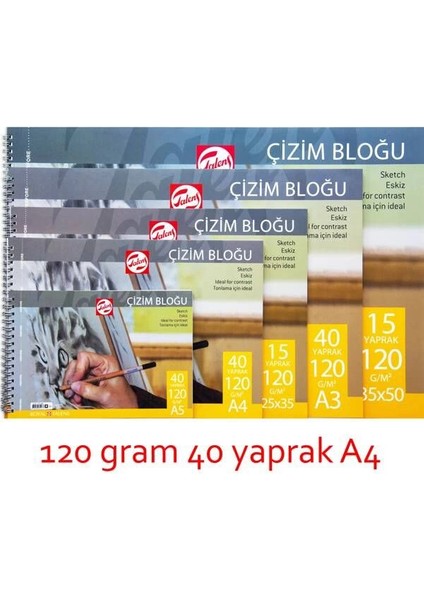 Eskiz Çizim Defteri 120 Gr. A4 40 Yp.