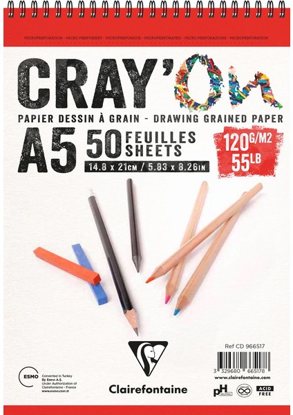 Cray'on Eskiz Çizim Defteri Üstten Spiralli 120 Gr. A5 50 Yp.
