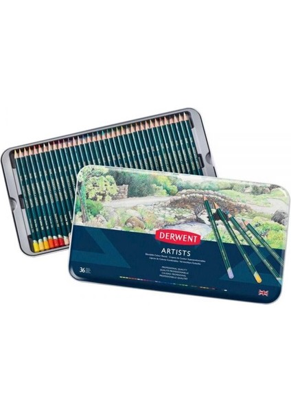 Artists Pencils Kuru Boya Kalemi Seti 36'lı Teneke Kutu