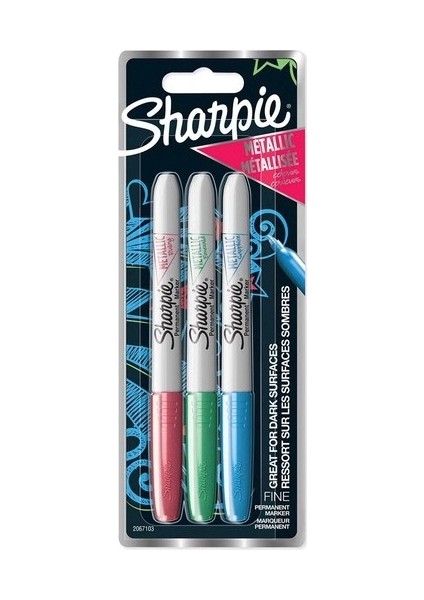 Metallic Permanent Marker Kalem Seti Fine Uç 3 Renk Yeni Metalik Renkler