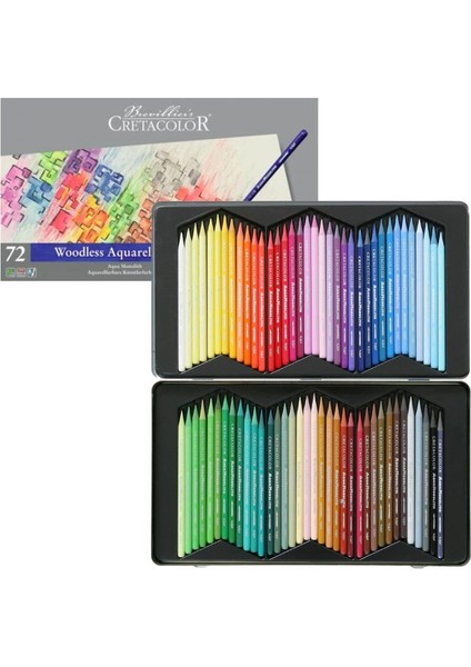 Aqua Monolith Ağaçsız Sulandırılabilr Aquarell Boya Kalemi Seti 72 Renk Metal Kutu
