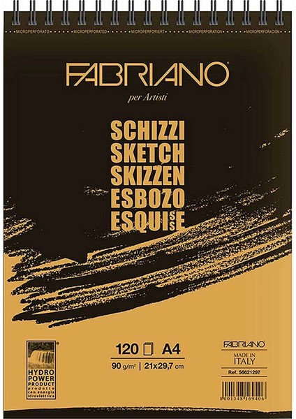 Schizzi Sketch Pad Spiralli Eskiz Çizim Defteri 90 Gr. A4 120 Yaprak