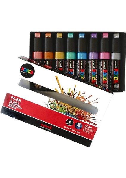 Posca Pc-8k 8.0 Su Bazlı Boyama Markörü Seti Metalik Renkler 8 Renk