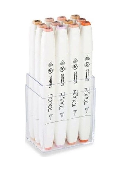Touch Twin Brush Marker Fırça Uçlu Marker Seti 12 Renk Ten Renkleri