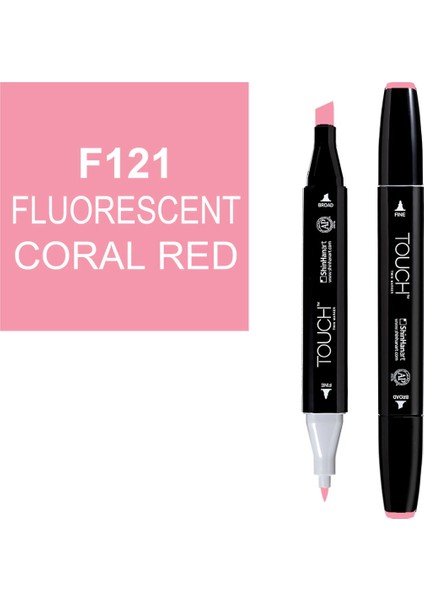 Touch Twin Marker Çizim Kalemi 121 Fluorescent Coral Red