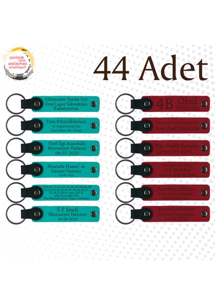 Koyu Turkuaz & Kırmızı, 44’lü Set, Tarih ve Isimli Deri Hediyelik, Baby Shower Etkinliğine Armağan