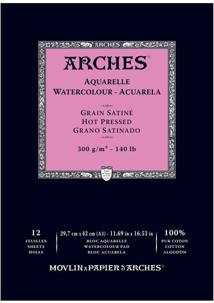 Sulu Boya Defteri Blok Sıcak Baskı - Düz Doku 300 Gr. 29X42 Cm. 12 Yaprak