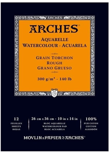 Sulu Boya Defteri Blok Rough - Kalın Doku 300 Gr. 26X36 Cm. 12 Yaprak