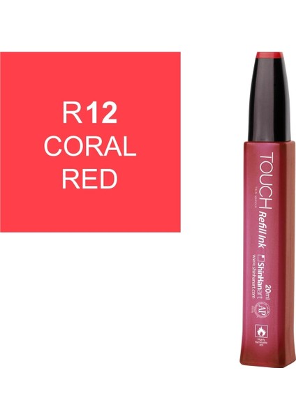 Touch Twin Marker Refill Alcohol Ink Alkol Bazlı Mürekkep 20 Ml. R12 Coral Red