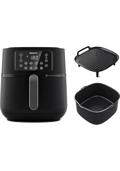 HD9285/96 5000 Serisi Airfryer XXL Connected, 7,2 l (1,4 kg), Rapid Air Teknolojisi, Pişirme ve Izgara Aksesuarları,