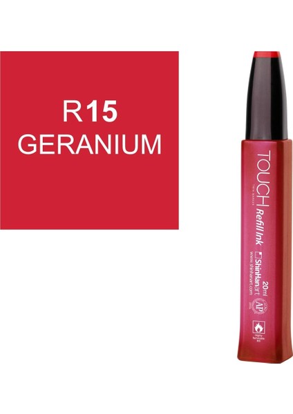 Touch Twin Marker Refill Alcohol Ink Alkol Bazlı Mürekkep 20 Ml. R15 Geranıum