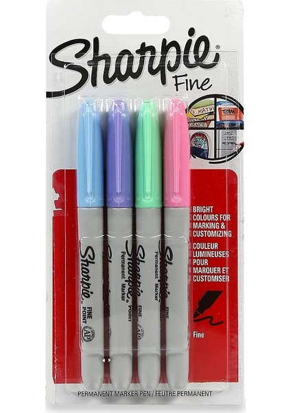 Permanent Marker Kalem Seti Fine Uç 4 Renk Pastel Renkler