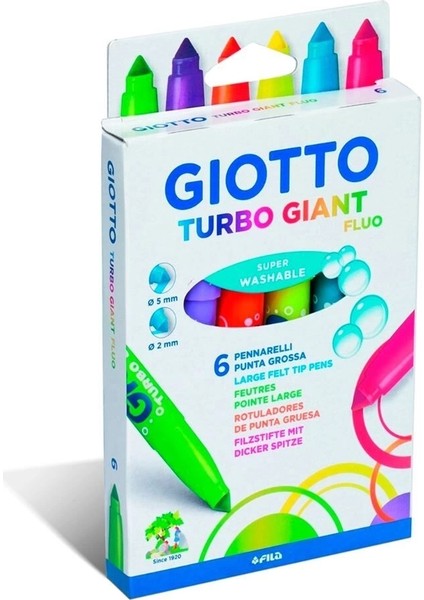 Turbo Giant Keçeli Kalem 6 Renk Fosforlu Renkler