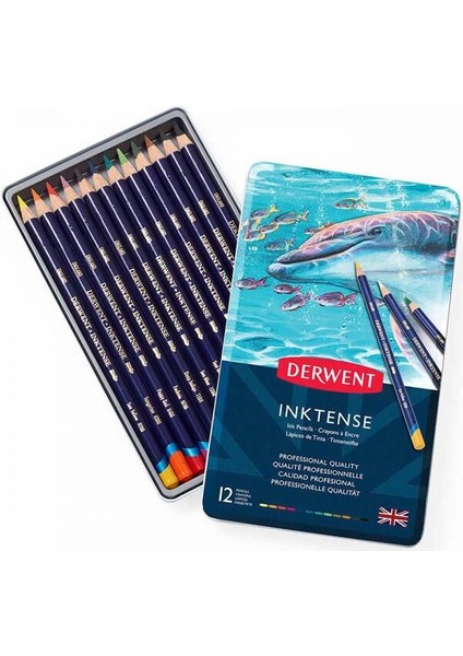 Inktense Mürekkep Etkili Aquarell Boya Kalemi Seti 12'li Teneke Kutu