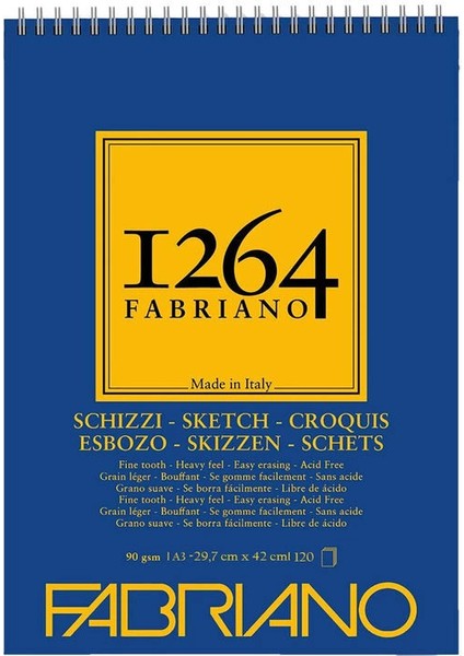 1264 Sketch Paper Üstten Spiralli Eskiz Çizim Defteri 90 Gr. A3 120 Yaprak
