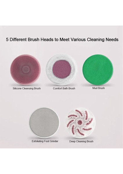 5'i 1 Arada Şarj Edilebilir Elektrikli Duş Fırçası Seti - Uzun Saplı Silikon Sırt Fırçası Banyo, Vücut Temizliği ve Masaj Için (Yurt Dışından) fırsatları